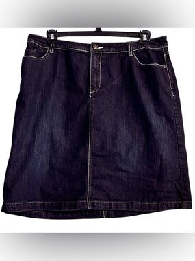 Cato Blue Denim Jean Skirt with Contrast Stitching Knee length 16W